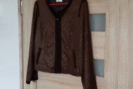 ŻAKIET brązowy, cieniutki zamsz, oryg. rozm. M