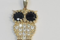 Złota zawieszka sowa z czarnymi oczkami Sklep