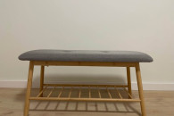 Ławka VANDSTED z półką szary tkanina/bambus