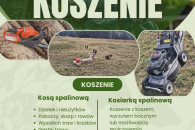 Koszenie trawy kosą spalinową i kosiarką