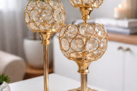 Zestaw 3 świeczników Glamour – Złote